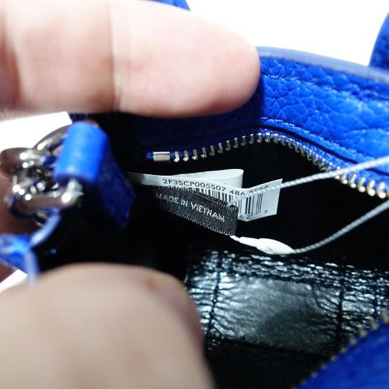 New MARC JACOBS The Leather Nano Tote Bag Charm in Blue Silver Hardware รูปที่ 8