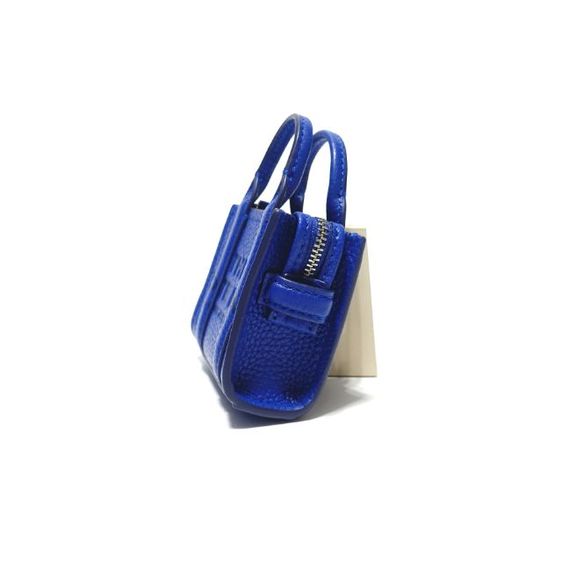 New MARC JACOBS The Leather Nano Tote Bag Charm in Blue Silver Hardware รูปที่ 3