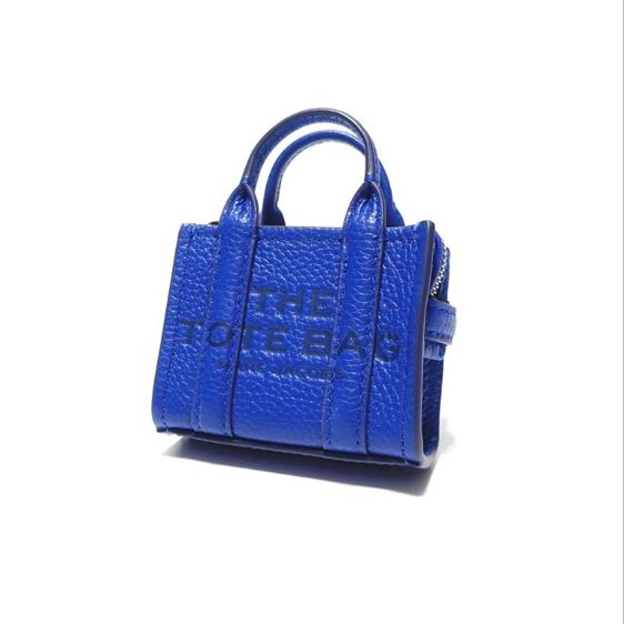 New MARC JACOBS The Leather Nano Tote Bag Charm in Blue Silver Hardware รูปที่ 2