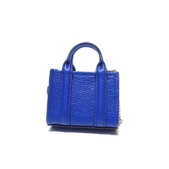 New MARC JACOBS The Leather Nano Tote Bag Charm in Blue Silver Hardware รูปที่ 6