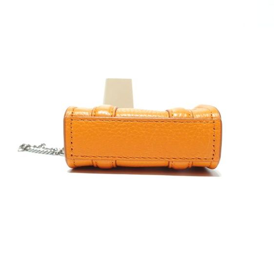 New MARC JACOBS The Leather Nano Tote Bag Charm in Orange Silver Hardware รูปที่ 6