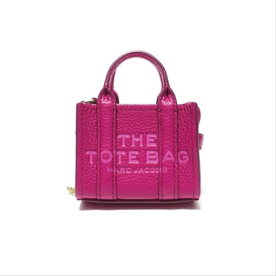 New MARC JACOBS The Leather Nano Tote Bag Charm in Pink Gold Hardware