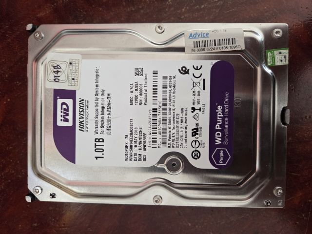 ขาย HDD 1 TB WD PURPLE ถอดจากตัวเก็บภาพ CCTV สภาพสวย