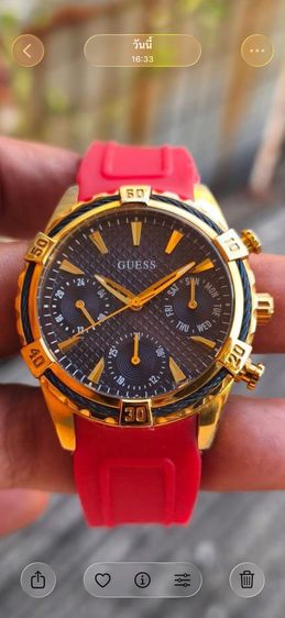 นาฬิกา GUESS 6เข็ม ของแท้ ระบบควอทซ์ ตัวเรือน ทองMICRON ขนาด38มม.รวมเม็ดมะยม เข็มแต้มพรายน้ำ6เข็ม เดินปกติทุกเข็ม ปุ่มกดสำหรับกดปรับเซ็ทเข็ม