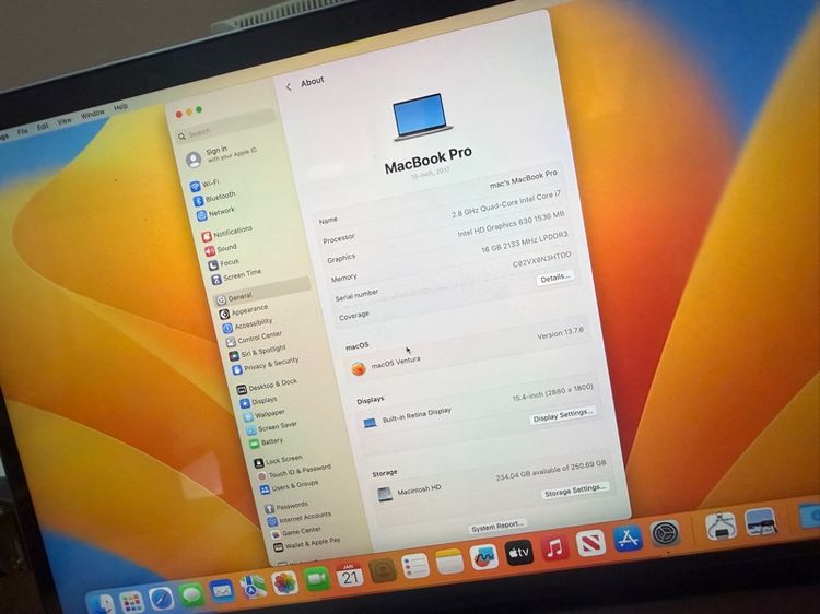 macbook pro 15" 2017 retina Touch bar รูปที่ 6