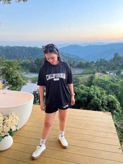 ดำ อื่นๆ อื่นๆ ฟรีไซส์ แขนสั้น ชุดเซ็ตคอกลมขาสั้นสกรีนลาย