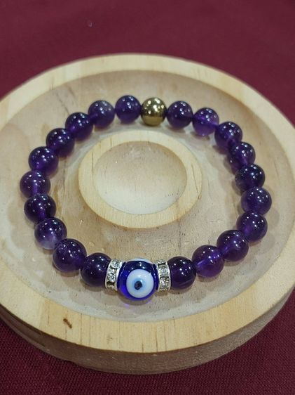 สร้อยข้อมือ Amethysts stone 8 mm คละแบบ ยาว 18 cm รูปที่ 2