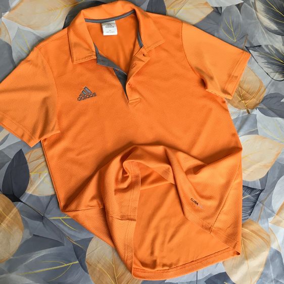 Adidas (อาดิดาส) เสื้อโปโลสีส้ม ของแท้ 💯 เนื้อผ้า Climalite ระบายอากาศดีเยี่ยม รูปที่ 4