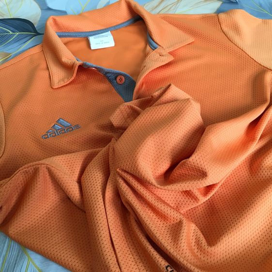 Adidas (อาดิดาส) เสื้อโปโลสีส้ม ของแท้ 💯 เนื้อผ้า Climalite ระบายอากาศดีเยี่ยม รูปที่ 7