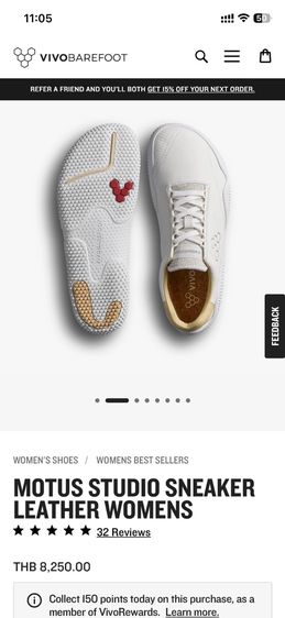 อื่นๆ รองเท้าผ้าใบ ผ้าใบ UK 6.5 | EU 40 | US 8 ขาว Vivobarefoot. Motus Studio Sneaker Leather Womens