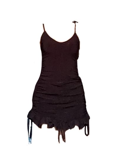 เดรส | จั๊มสูท ฟรีไซส์ ไม่มีแขน เดรสรัดรูปสีดำ แบรนด์ Rainbow 