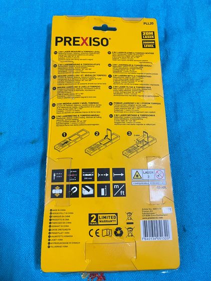 Prexiso PLL20 เป็นเครื่องมือวัดที่ผสมผสานระหว่างเครื่องวัดระยะด้วยเลเซอร์และระดับน้ำตอร์ปิโด (torpedo level) แบบ 2-in-1 รูปที่ 2