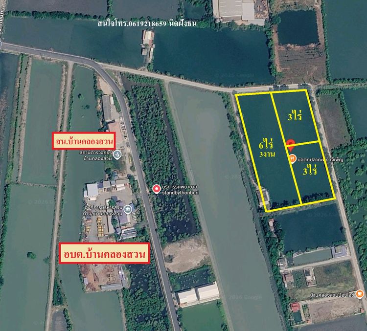 แบ่งขายที่ดิน12ไร่3งาน ซอยเทียนทะเล25 บ้านคลองสวน ใกล้ อบต.บ้านคลองสวน