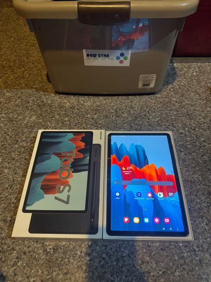 ขายSamsungTabS7สีMystic Gray128กิ๊กมีกล่องสูนTrueใช้งานดีทุกๆฟังชั่นถูกมากก