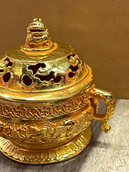 กระถาง กำยาน หัวสิงห์ กระไหล่ทอง สะสม  รูปที่ 3