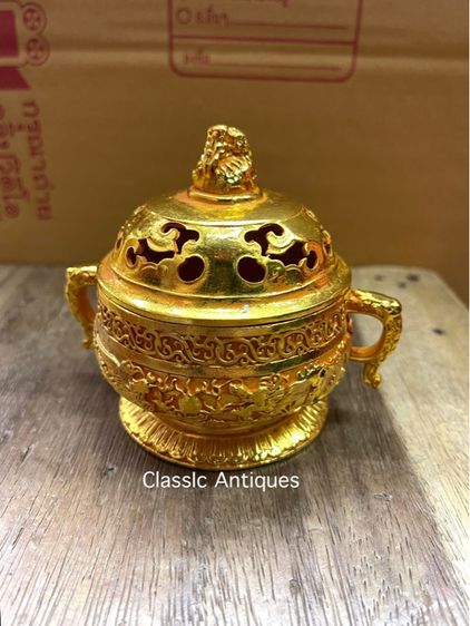 กระถาง กำยาน หัวสิงห์ กระไหล่ทอง สะสม  รูปที่ 5