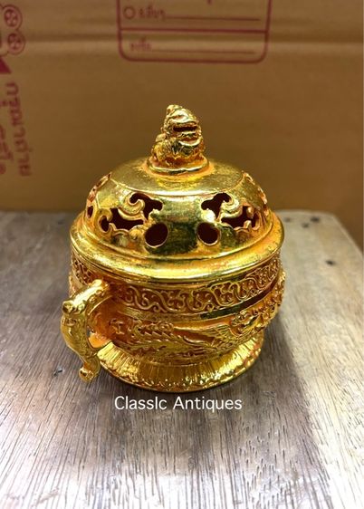 กระถาง กำยาน หัวสิงห์ กระไหล่ทอง สะสม  รูปที่ 4