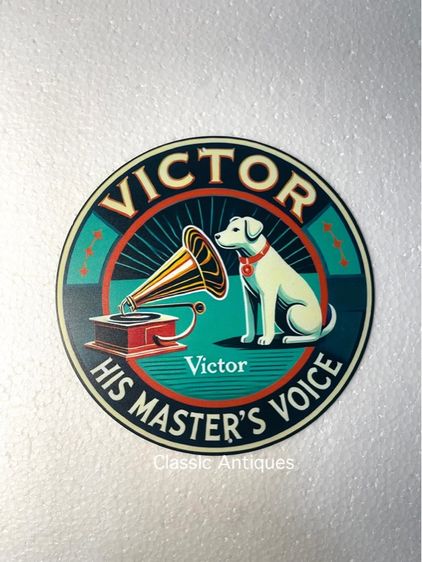 แผ่นป้าย เครื่องเล่นแผ่นเสียง แต่งบ้านสะสม