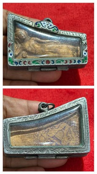 พระนอนเก่าเนื้อผงเลี่ยมกรอบเก่า