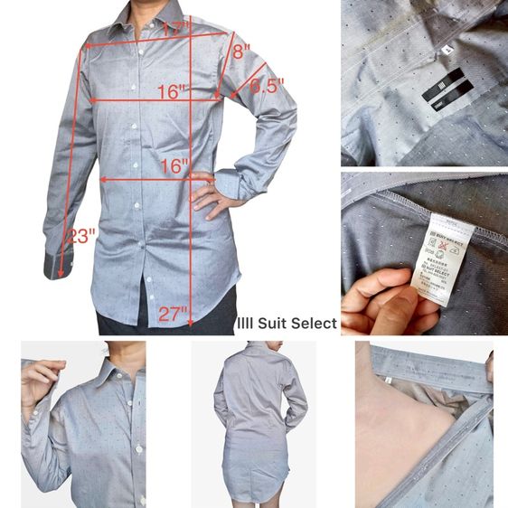 เชิ้ต แขนยาว มีปก ใส่ทำงาน ลายขาวดำ  รูปที่ 3