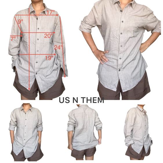 เชิ้ต แขนยาว มีปก ใส่ทำงาน ลายขาวดำ  รูปที่ 6