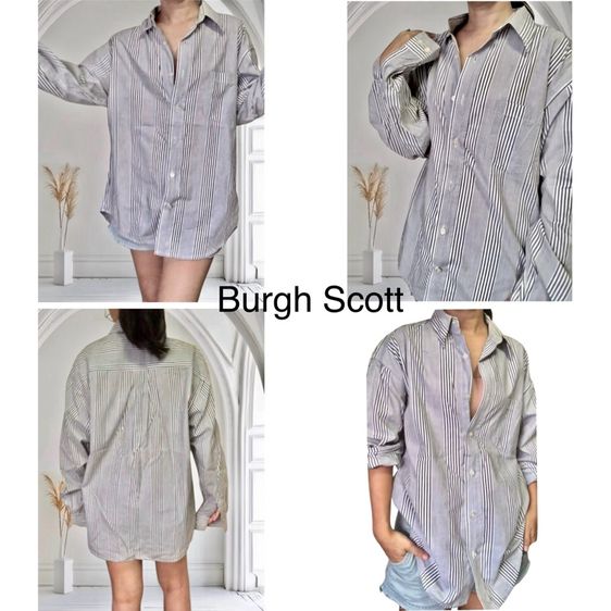 เชิ้ต แขนยาว มีปก ใส่ทำงาน ลายขาวดำ  รูปที่ 15