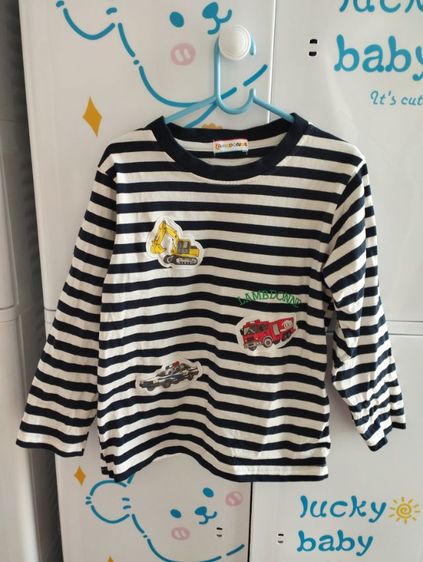 เสื้อเด็กแขนยาวริ้วกลม มือสอง ไซส์130