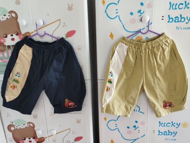 กางเกงเด็กขาสั้น มือสอง สีเขียว สีกรม ไซส์120