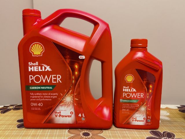 ขายน้ำมันเครื่องสำหรับเครื่องยนต์เบนซิน​เปลี่ยนถ่ายระยะ 10,000​ กิโลเมตร Shell HELIX POWER ​ 0W-40 สังเคราะห์แท้​ ตัวใหม่ล่าสุด​