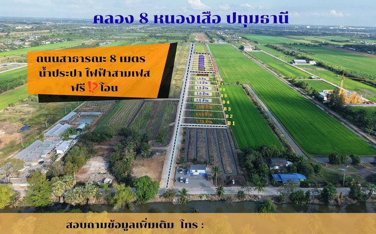 ขายที่ดินคลอง 8 อำเภอหนองเสือ จังหวัดปทุมธานี