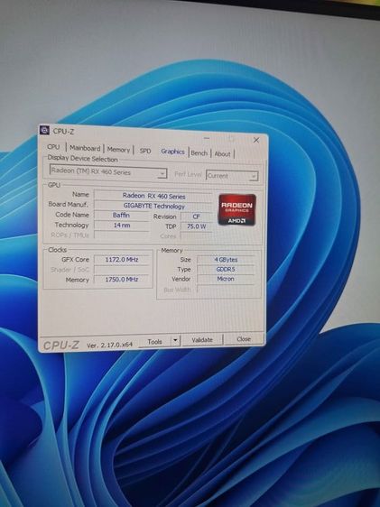 การ์ดจอ GIGABYTE RX 460 4GB พัดลมคู่ ใช้งานปกติ รูปที่ 6