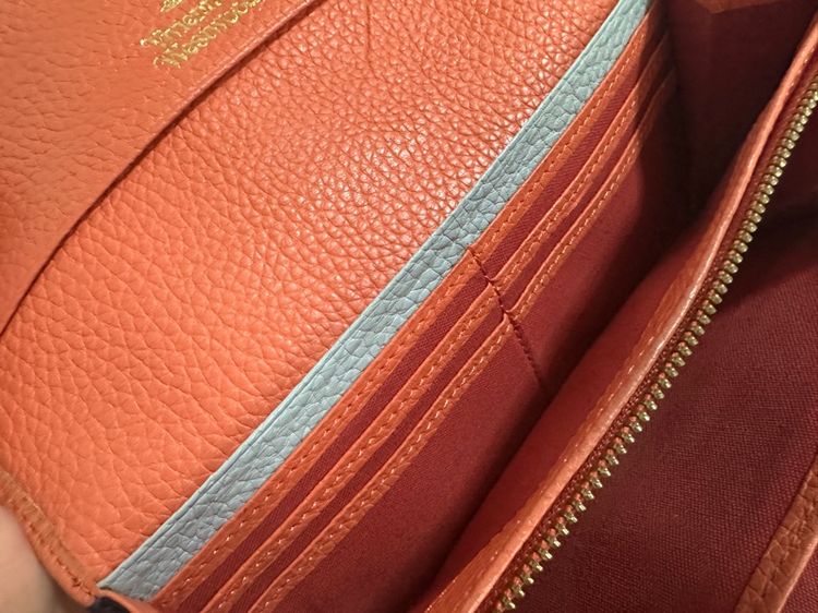 Vivienne Westwood Long Wallet กระเป๋าสตางค์ใบยาว หนังแท้ ทูโทน ฝาพับ มือสองของแท้ รูปที่ 6