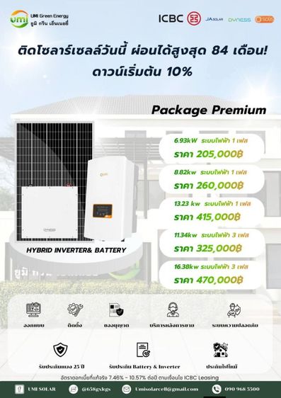 รับติดตั้งโซลาร์เซลล์ ระบบมาตรฐานสากล ลดค่าไฟ 80-90เปอร์เซ็น โดยวิศวกรมืออาชีพ (UMI SOLAR)