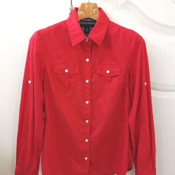 แขนยาว แดง EU 34 เสื้อเชิ้ตและเสื้อผู้หญิง Tommy Hilfiger เสื้อเชิ๊ต​แบรนด์​  TOMMY.​ มือ​ 2​  สภาพใหม่