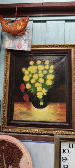 ภาพสีน้ำมันสวยงามเก่าผืนผ้าใบ