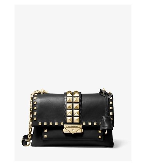 หญิง ดำ หนังแท้ MICHAEL MICHAEL KORS Cece Medium Studded Leather Convertible Shoulder (BLACK)