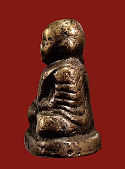 รับประกันแท้ รูปหล่อหลวงพ่อเงินวัดห้วยเขน พิมพ์กลางฐานสูง แขนบั้ง ปี2456 รูปที่ 3