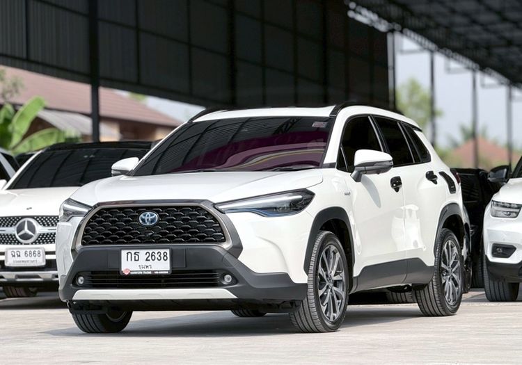 รถ Toyota Corolla Cross 1.8 Hybrid Premium Safety สี ขาว