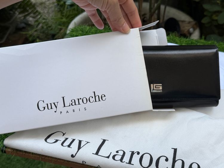 Guy Laroche มือสอง กระเป๋าสตางค์ใบยาว 3 พับ หนังแท้ สีดำ พร้อมกล่อง รูปที่ 18