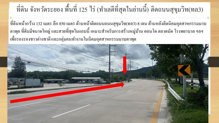ขายที่ดิน 118 ไร่ ระยอง ติดสุขุมวิท 8 เลน หลังติดนิคมมาบตาพุด (แถมฟรี 7 ไร่) ทำเล EEC รูปที่ 4