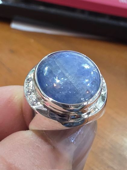 📌แหวนเงินแท้ พลอยแท้นิหร่าเก่า ขนาด 10 กะรัต 💙 ข้างเพชร CZ ไซส์ 55  รูปที่ 2