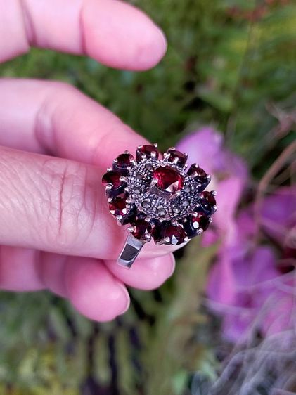 แหวนโกเมนไทยทรงพุ่มเงินแท้ รูปที่ 9