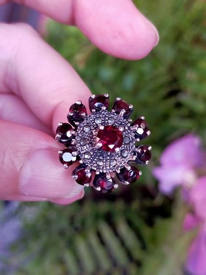 แหวนโกเมนไทยทรงพุ่มเงินแท้ รูปที่ 8