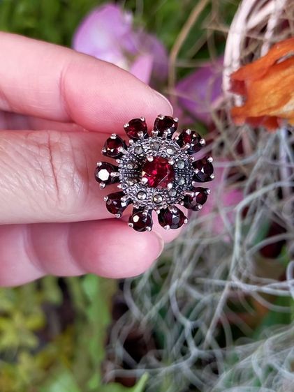 แหวนโกเมนไทยทรงพุ่มเงินแท้ รูปที่ 10