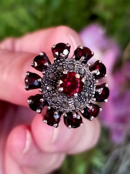 แหวนโกเมนไทยทรงพุ่มเงินแท้ รูปที่ 16