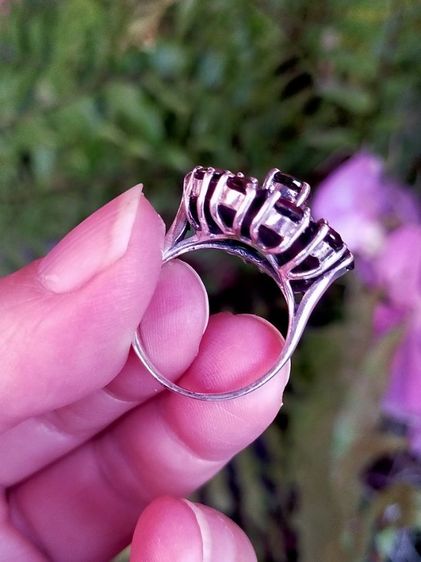 แหวนโกเมนไทยทรงพุ่มเงินแท้ รูปที่ 11