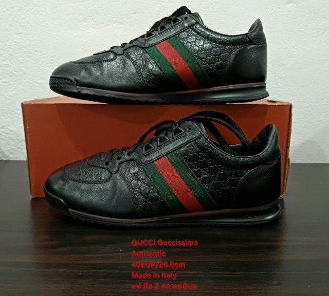 GUCCI Sneakers, Unisex 6.5UK 40EU(25.7cm) Original Made in Italy ของแท้ มือ 2 สภาพเยี่ยม, รองเท้า Gucci หนังแท้ พื้นเต็ม Soft แท้ สวยมาก รูปที่ 14