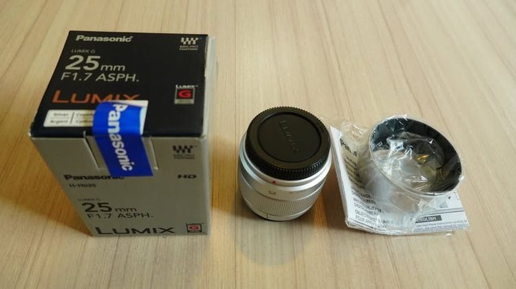 เลนส์ fixed ขายเลนส์ Panasonic Lumix G 25mm F1.7 ASPH – สีเงิน สภาพดีมาก ใช้น้อยมาก