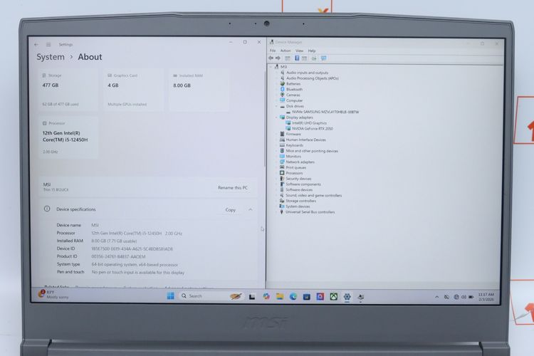 MSI THIN 15 B12UCX-1428TH Core i5-12450H.RTX2050 8.512GB - ID26020007 รูปที่ 4