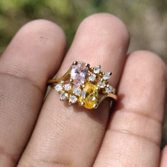 🔖แหวนสีทอง พลอยเหลี่ยมสวยวิ้ง ของจริงสวยมาก  รูปที่ 5